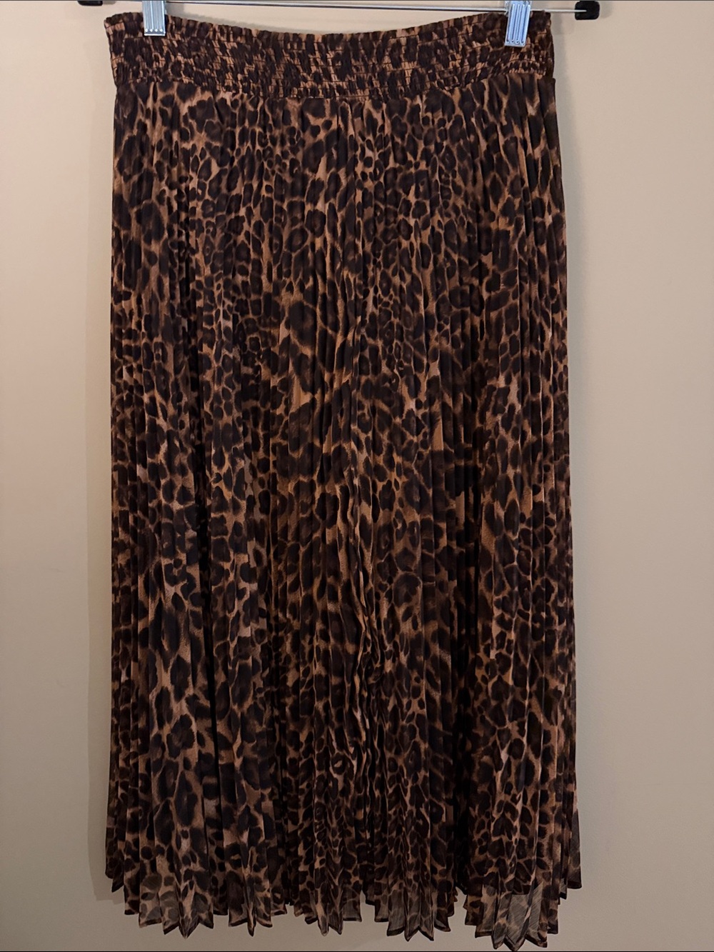 White House Black Market Leopard Pleated Midi Skirt - Brown & Black